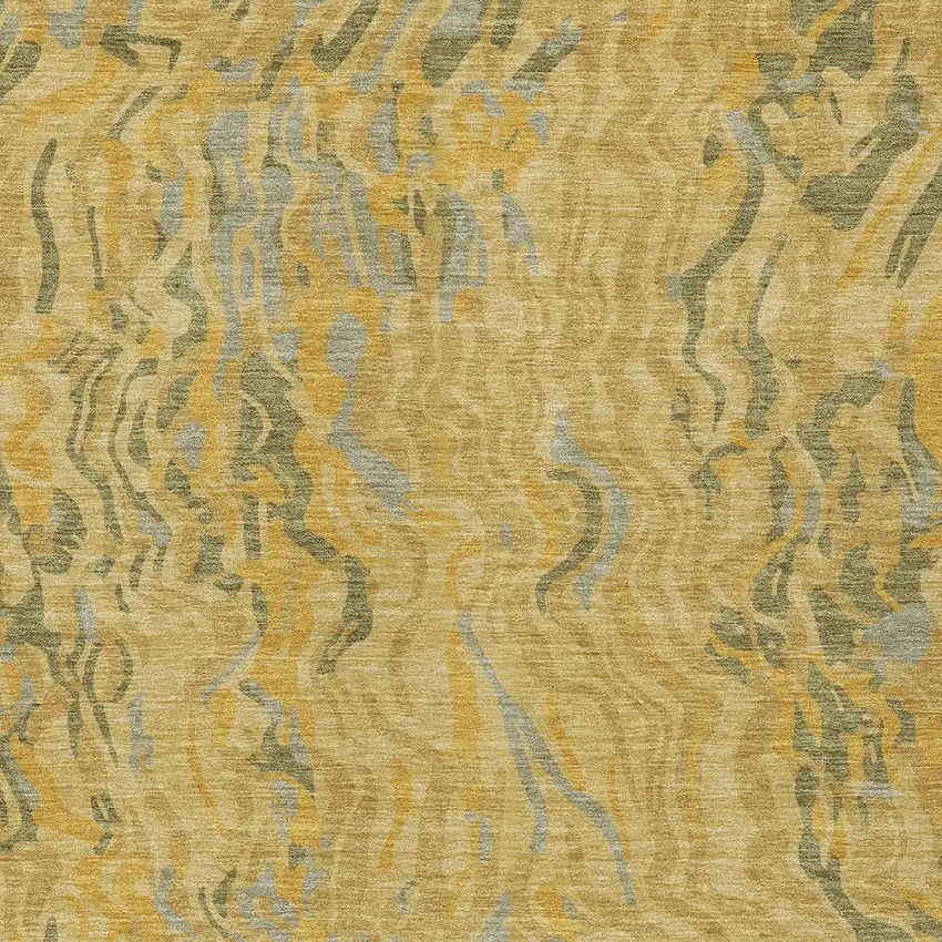 Gold Gray And Beige Abstract Washable Indoor Outdoor Area Rug Photo 7