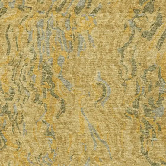 Gold Gray And Beige Abstract Washable Indoor Outdoor Area Rug Photo 7