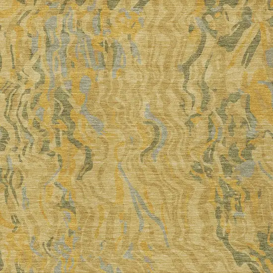 Gold Gray And Beige Abstract Washable Indoor Outdoor Area Rug Photo 7