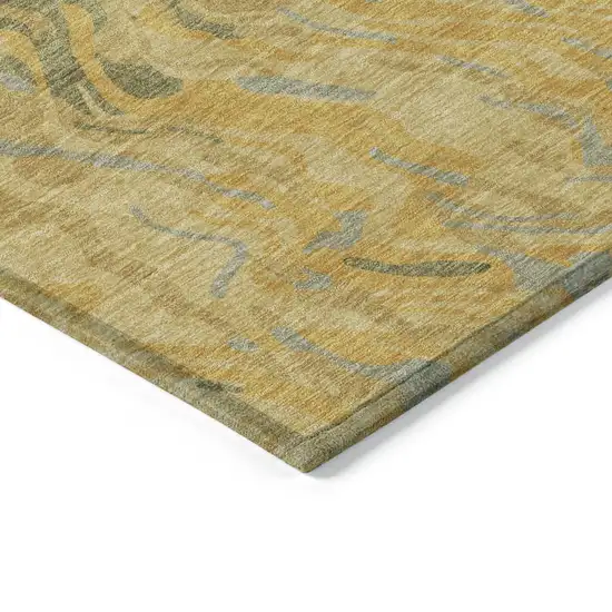 Gold Gray And Beige Abstract Washable Indoor Outdoor Area Rug Photo 5