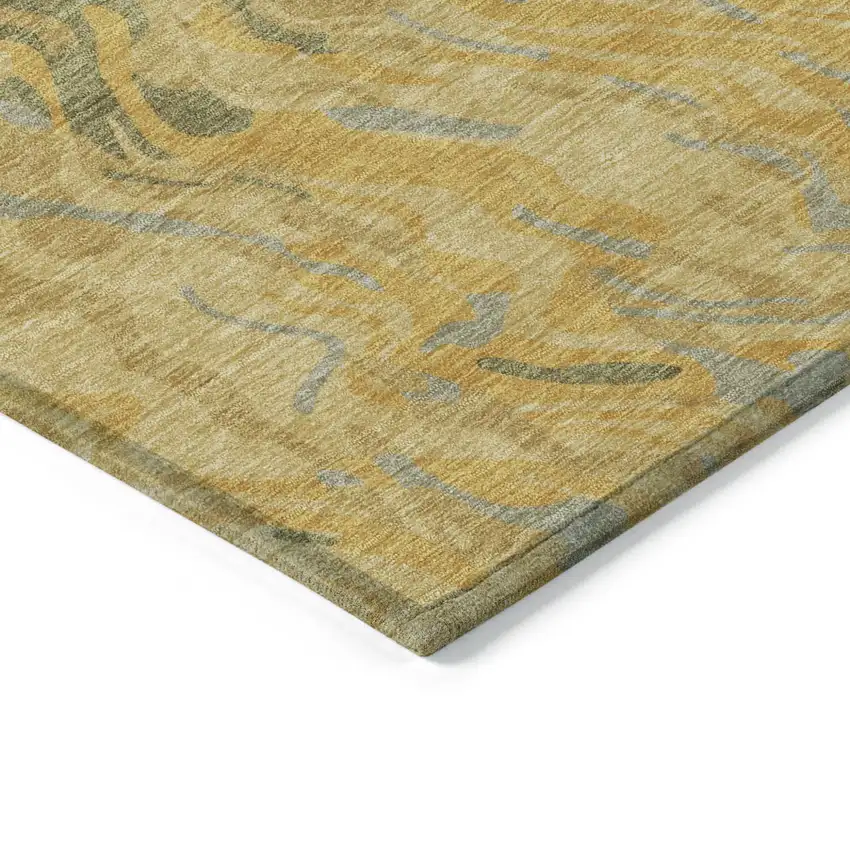 Gold Gray And Beige Abstract Washable Indoor Outdoor Area Rug Photo 5