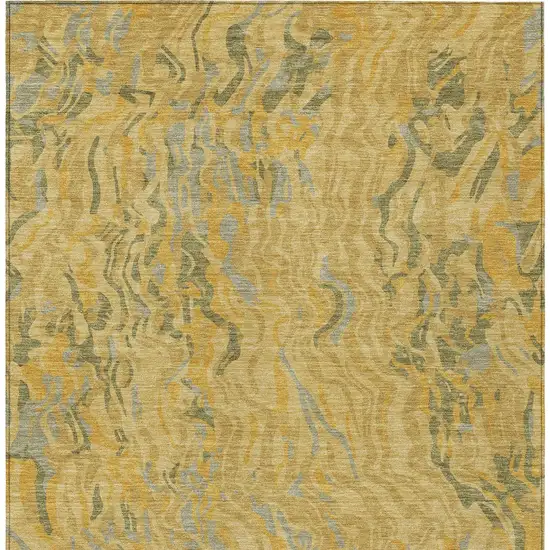 Gold Gray And Beige Abstract Washable Indoor Outdoor Area Rug Photo 8