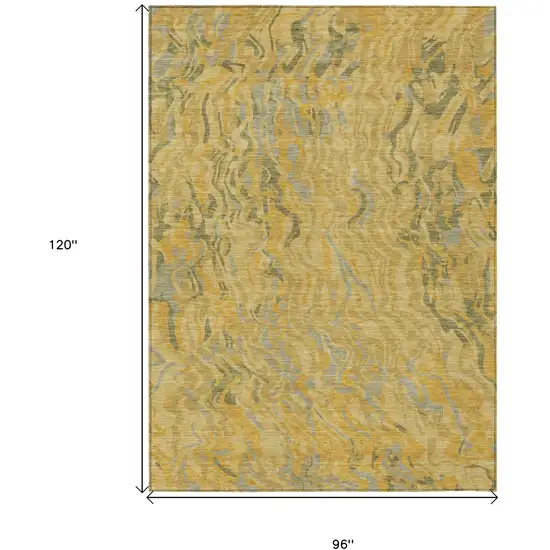 Gold Gray And Beige Abstract Washable Indoor Outdoor Area Rug Photo 3