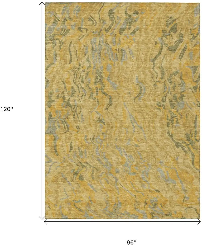 Gold Gray And Beige Abstract Washable Indoor Outdoor Area Rug Photo 3