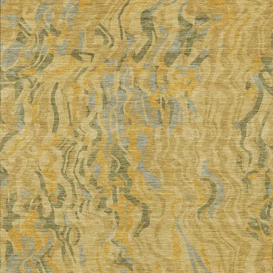 Gold Gray And Beige Abstract Washable Indoor Outdoor Area Rug Photo 7