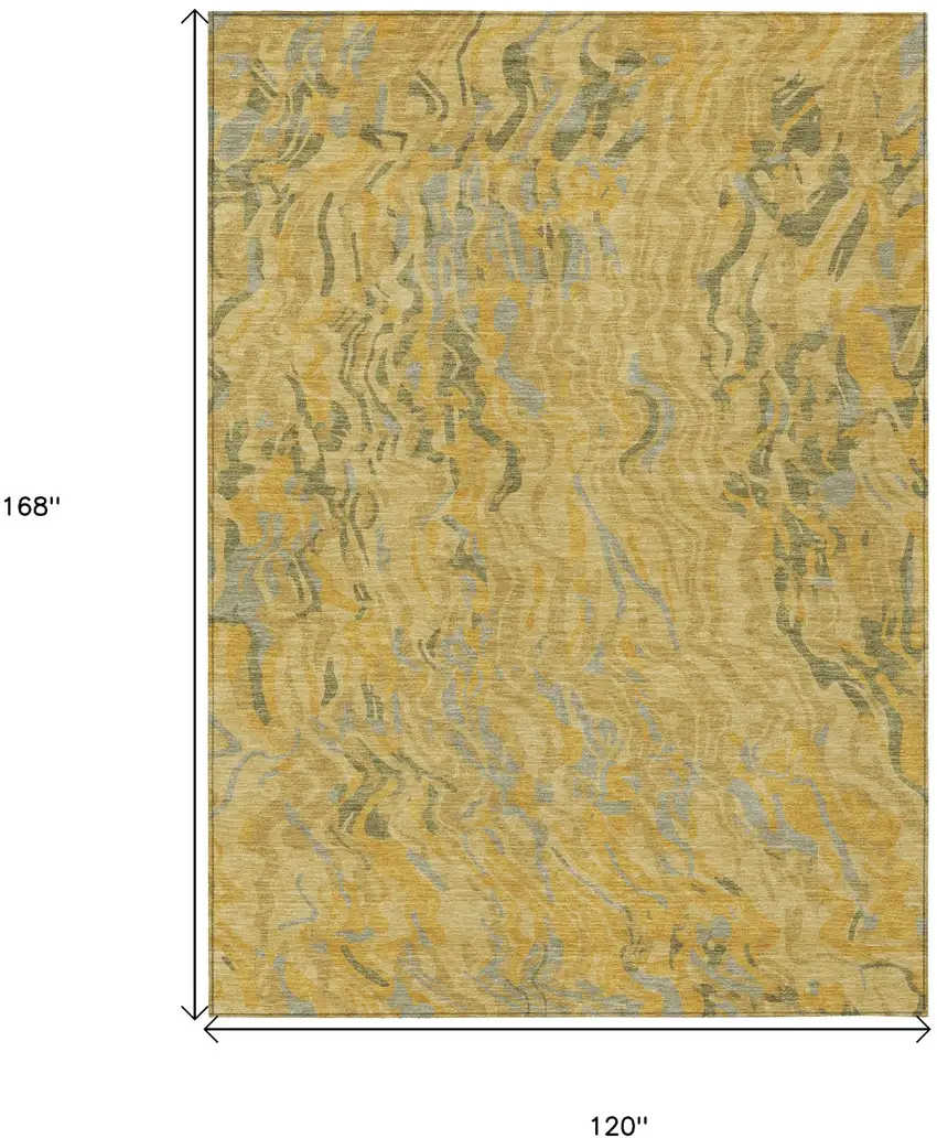 Gold Gray And Beige Abstract Washable Indoor Outdoor Area Rug Photo 3
