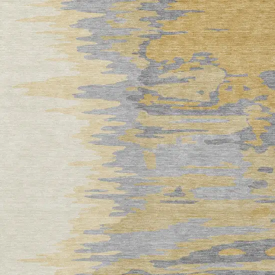 Gold Gray And Beige Abstract Washable Indoor Outdoor Area Rug Photo 5