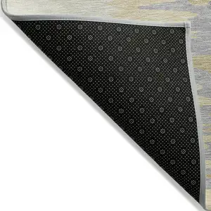 Photo of Gold Gray And Beige Abstract Washable Indoor Outdoor Area Rug