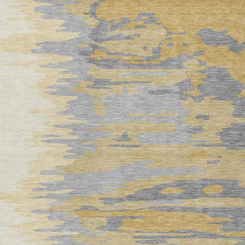 Gold Gray And Beige Abstract Washable Indoor Outdoor Area Rug Photo 5