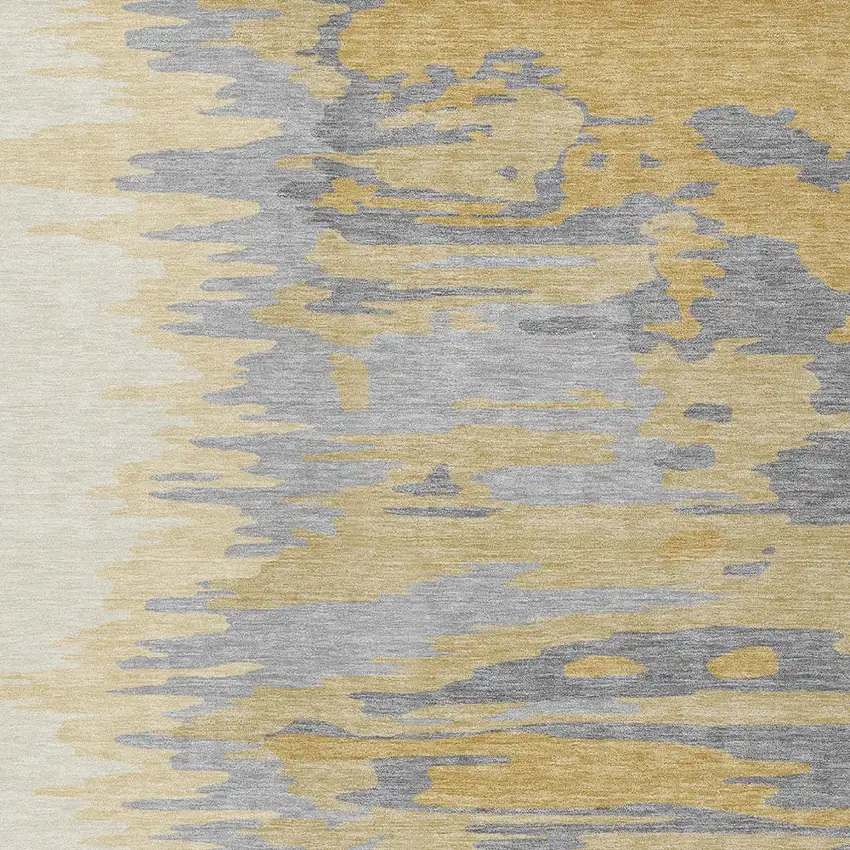 Gold Gray And Beige Abstract Washable Indoor Outdoor Area Rug Photo 5