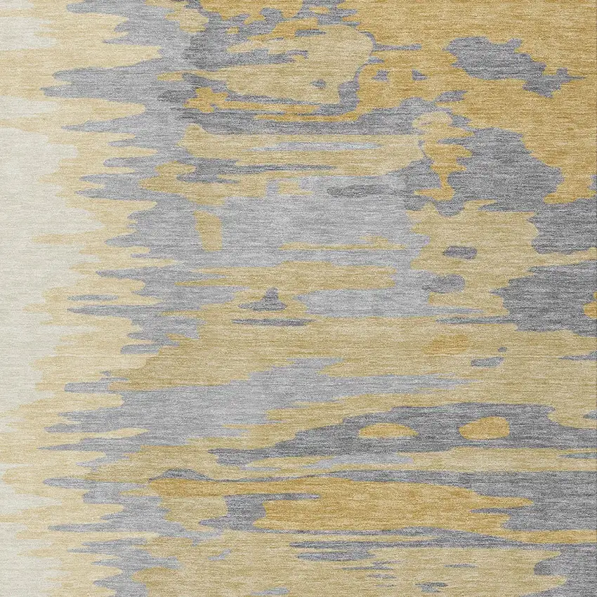 Gold Gray And Beige Abstract Washable Indoor Outdoor Area Rug Photo 5