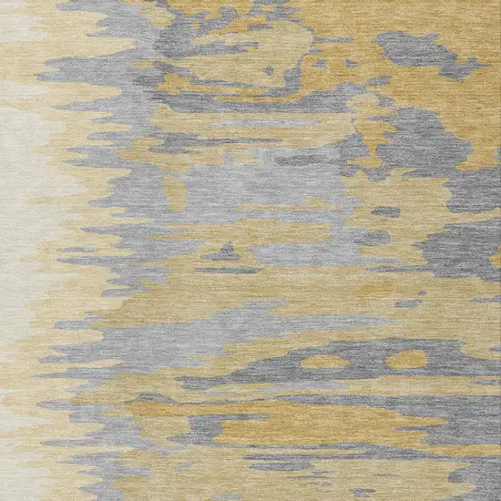 Gold Gray And Beige Abstract Washable Indoor Outdoor Area Rug Photo 5