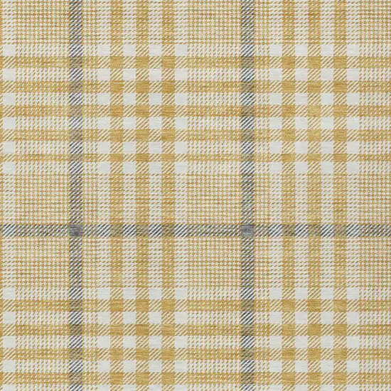 Gold Gray And Beige Plaid Washable Indoor Outdoor Area Rug Photo 6