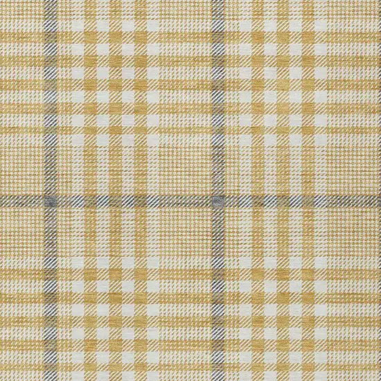 Gold Gray And Beige Plaid Washable Indoor Outdoor Area Rug Photo 6