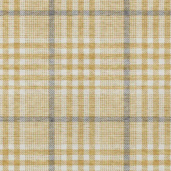 Gold Gray And Beige Plaid Washable Indoor Outdoor Area Rug Photo 6