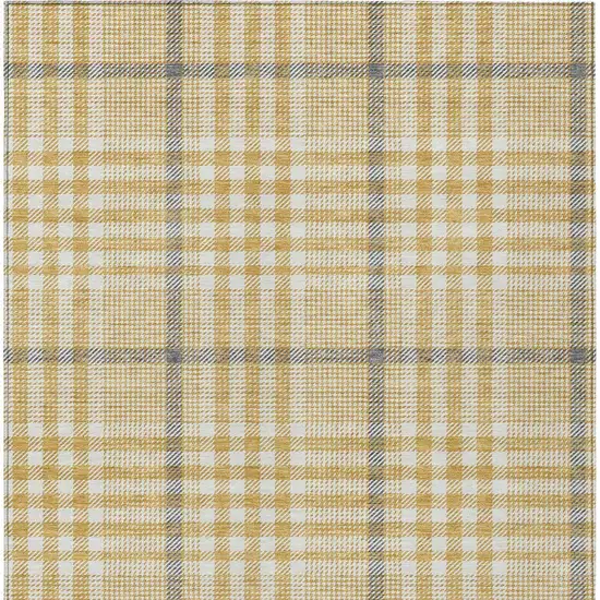 Gold Gray And Beige Plaid Washable Indoor Outdoor Area Rug Photo 7