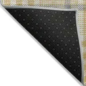 Photo of Gold Gray And Beige Plaid Washable Indoor Outdoor Area Rug