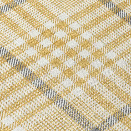 Gold Gray And Beige Plaid Washable Indoor Outdoor Area Rug Photo 5