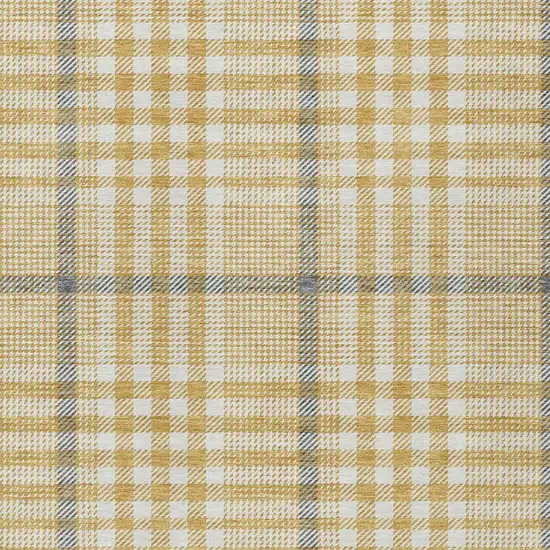 Gold Gray And Beige Plaid Washable Indoor Outdoor Area Rug Photo 6