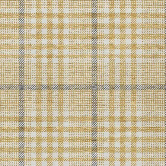 Gold Gray And Beige Plaid Washable Indoor Outdoor Area Rug Photo 6