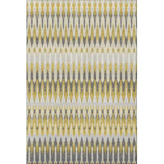 Gold Gray And Beige Southwestern Washable Area Rug With UV Protection Photo 4