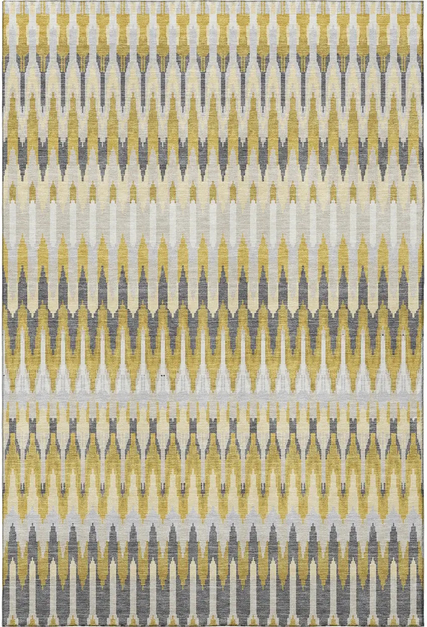 Gold Gray And Beige Southwestern Washable Area Rug With UV Protection Photo 4