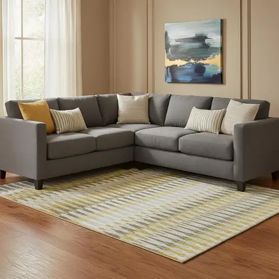 Gold Gray And Beige Southwestern Washable Area Rug With UV Protection Photo 1