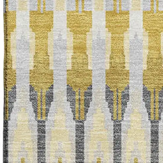 Gold Gray And Beige Southwestern Washable Area Rug With UV Protection Photo 3