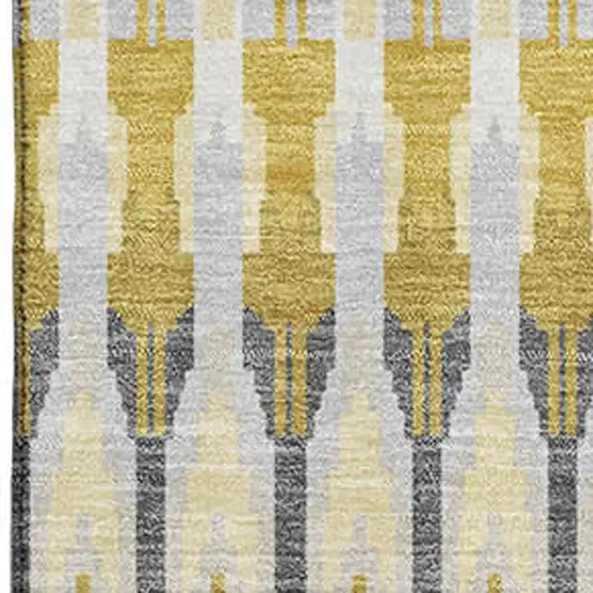 Gold Gray And Beige Southwestern Washable Area Rug With UV Protection Photo 3