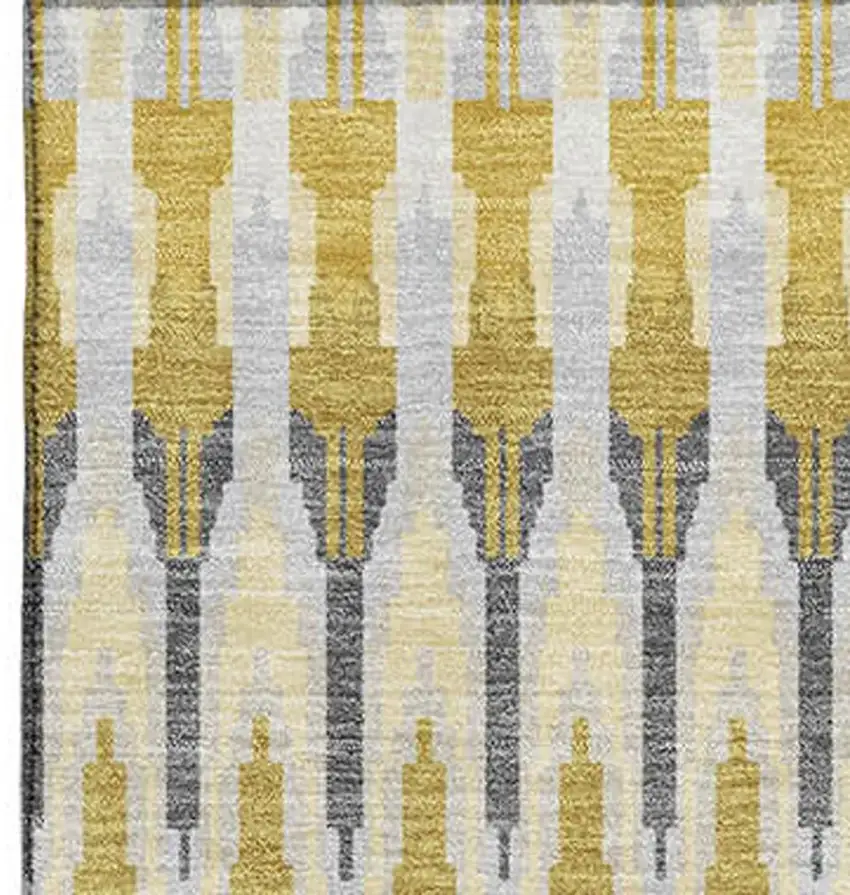 Gold Gray And Beige Southwestern Washable Area Rug With UV Protection Photo 4