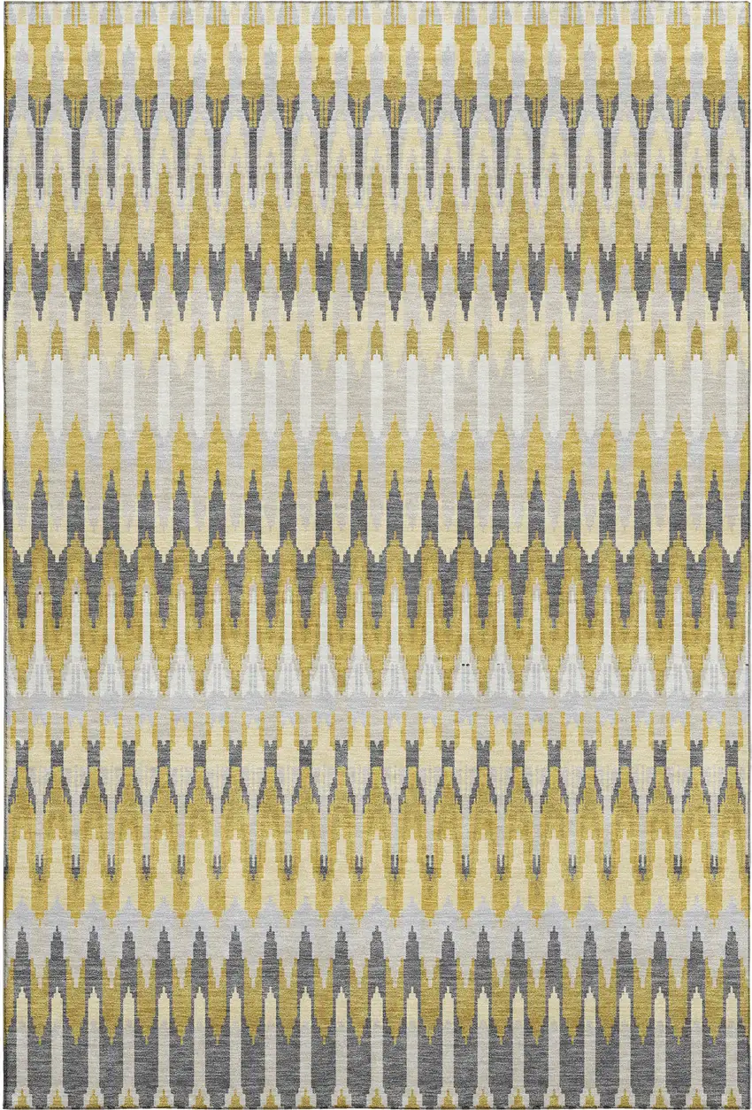 Gold Gray And Beige Southwestern Washable Area Rug With UV Protection Photo 1