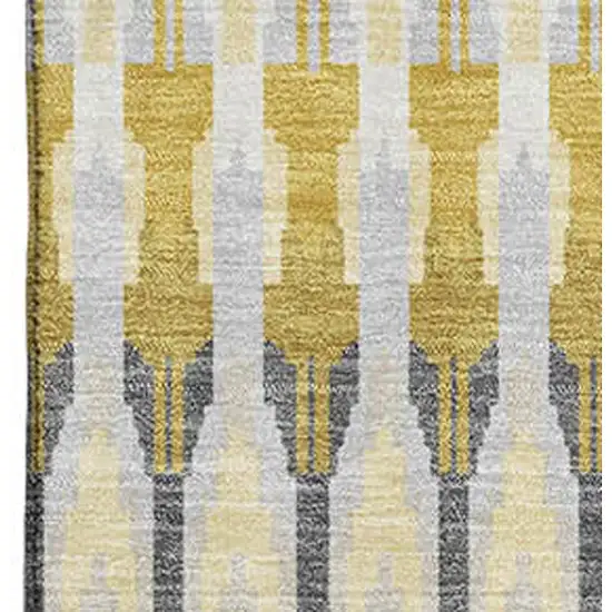 Gold Gray And Beige Southwestern Washable Area Rug With UV Protection Photo 3
