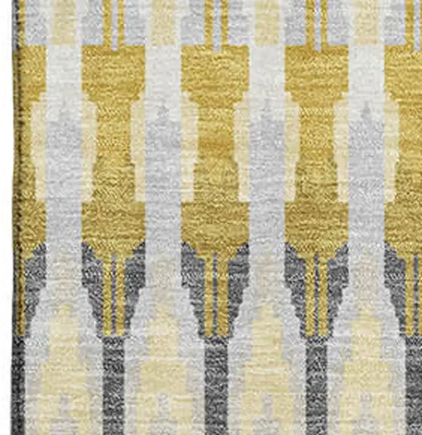 Gold Gray And Beige Southwestern Washable Area Rug With UV Protection Photo 3