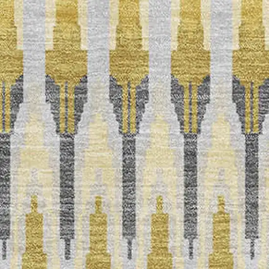 Gold Gray And Beige Southwestern Washable Area Rug With UV Protection Photo 3