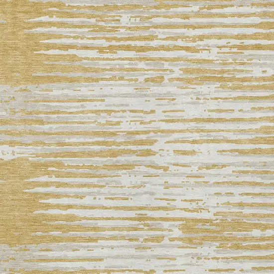 Gold Gray And Beige Striped Washable Indoor Outdoor Area Rug Photo 6