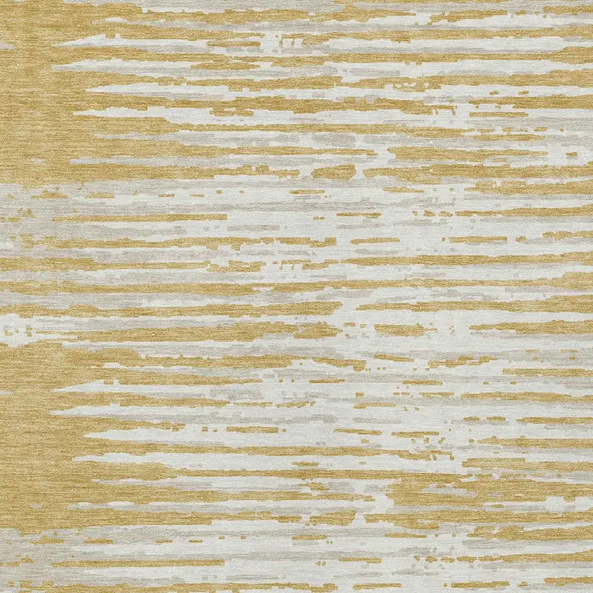 Gold Gray And Beige Striped Washable Indoor Outdoor Area Rug Photo 6