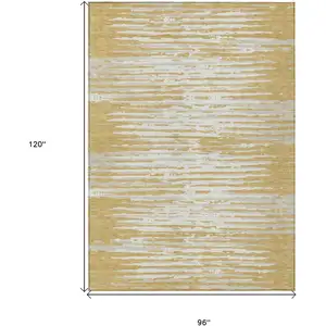 Photo of Gold Gray And Beige Striped Washable Indoor Outdoor Area Rug