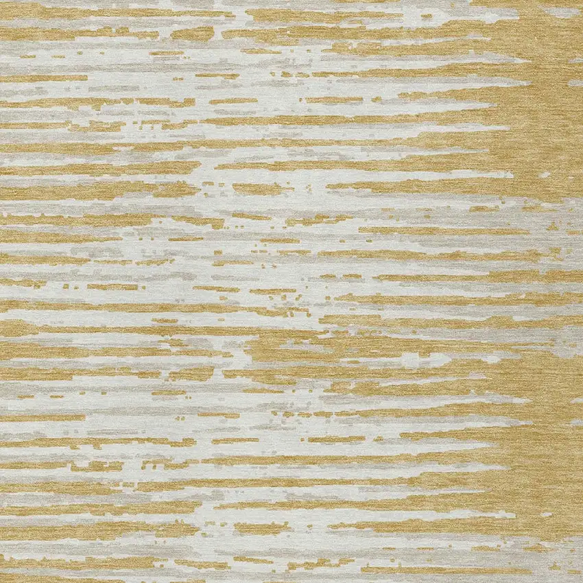Gold Gray And Beige Striped Washable Indoor Outdoor Area Rug Photo 6
