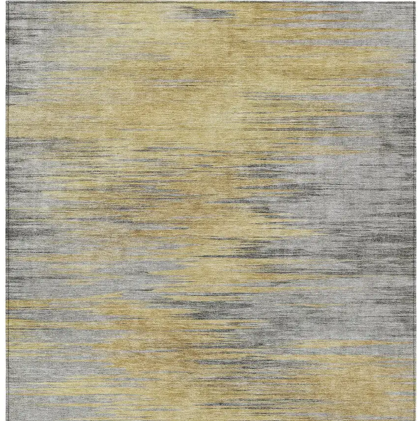 Gold Gray And Charcoal Abstract Washable Indoor Outdoor Area Rug Photo 5