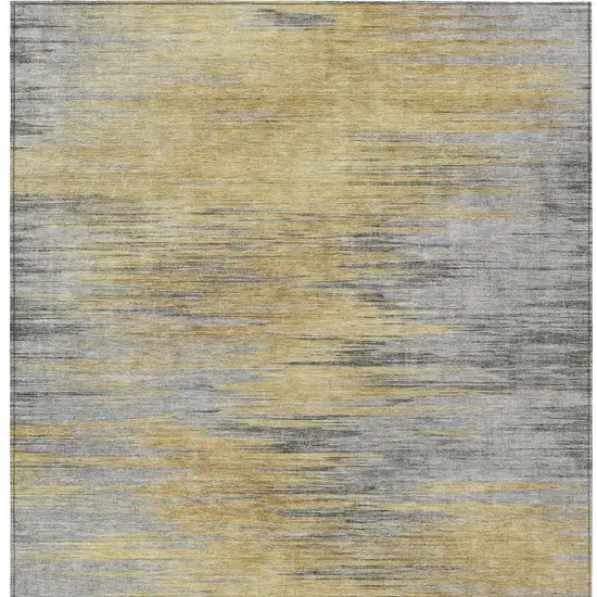 Gold Gray And Charcoal Abstract Washable Indoor Outdoor Area Rug Photo 5