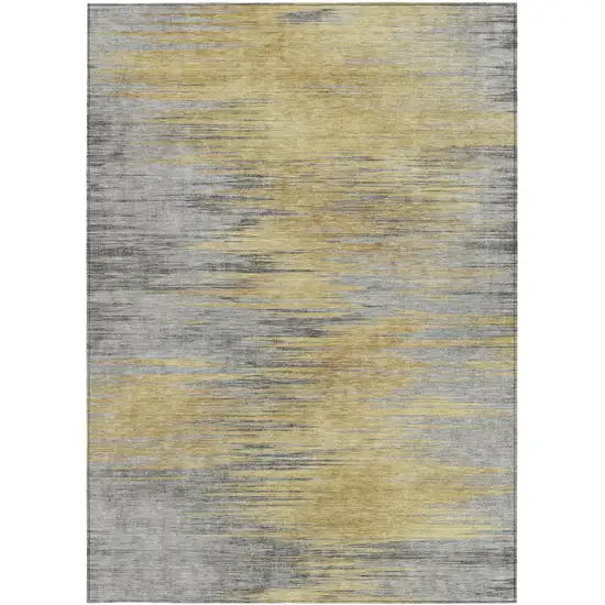 Gold Gray And Charcoal Abstract Washable Indoor Outdoor Area Rug Photo 6