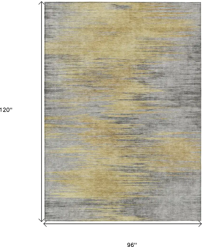 Gold Gray And Charcoal Abstract Washable Indoor Outdoor Area Rug Photo 3