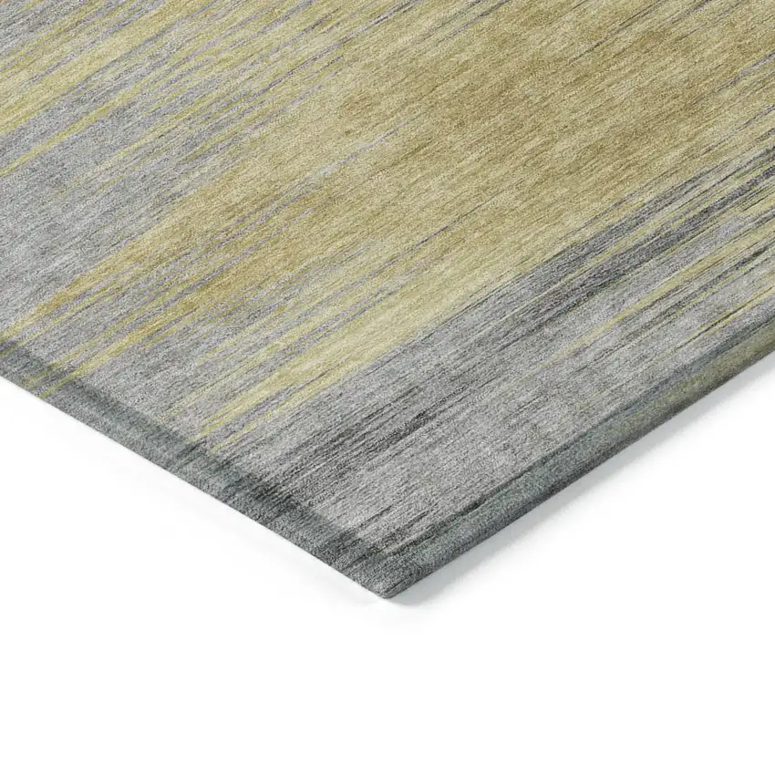 Gold Gray And Charcoal Abstract Washable Indoor Outdoor Area Rug Photo 5