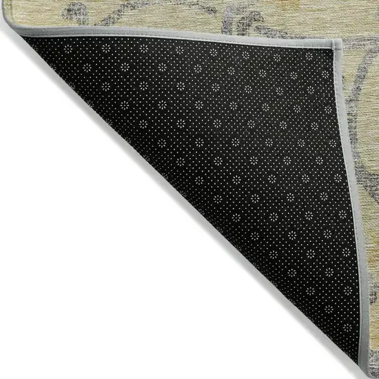 Gold Gray And Charcoal Floral Washable Indoor Outdoor Area Rug Photo 2