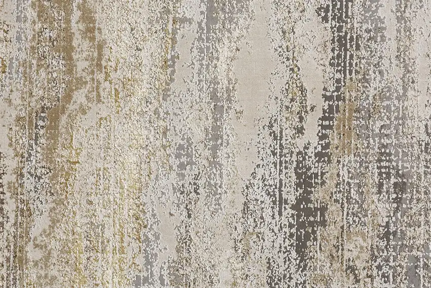 Gold Gray And Ivory Abstract Area Rug Photo 9