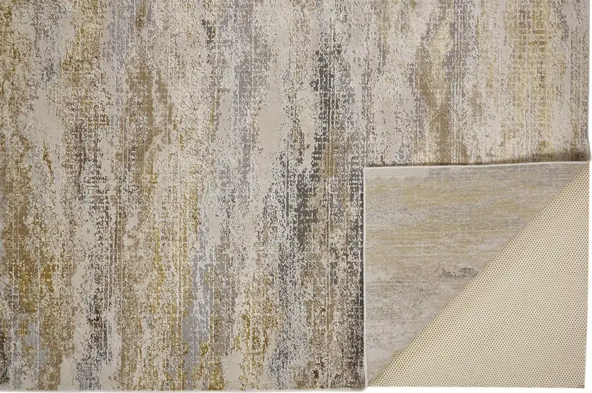 Gold Gray And Ivory Abstract Area Rug Photo 8