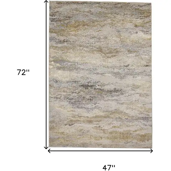Gold Gray And Ivory Abstract Area Rug Photo 3