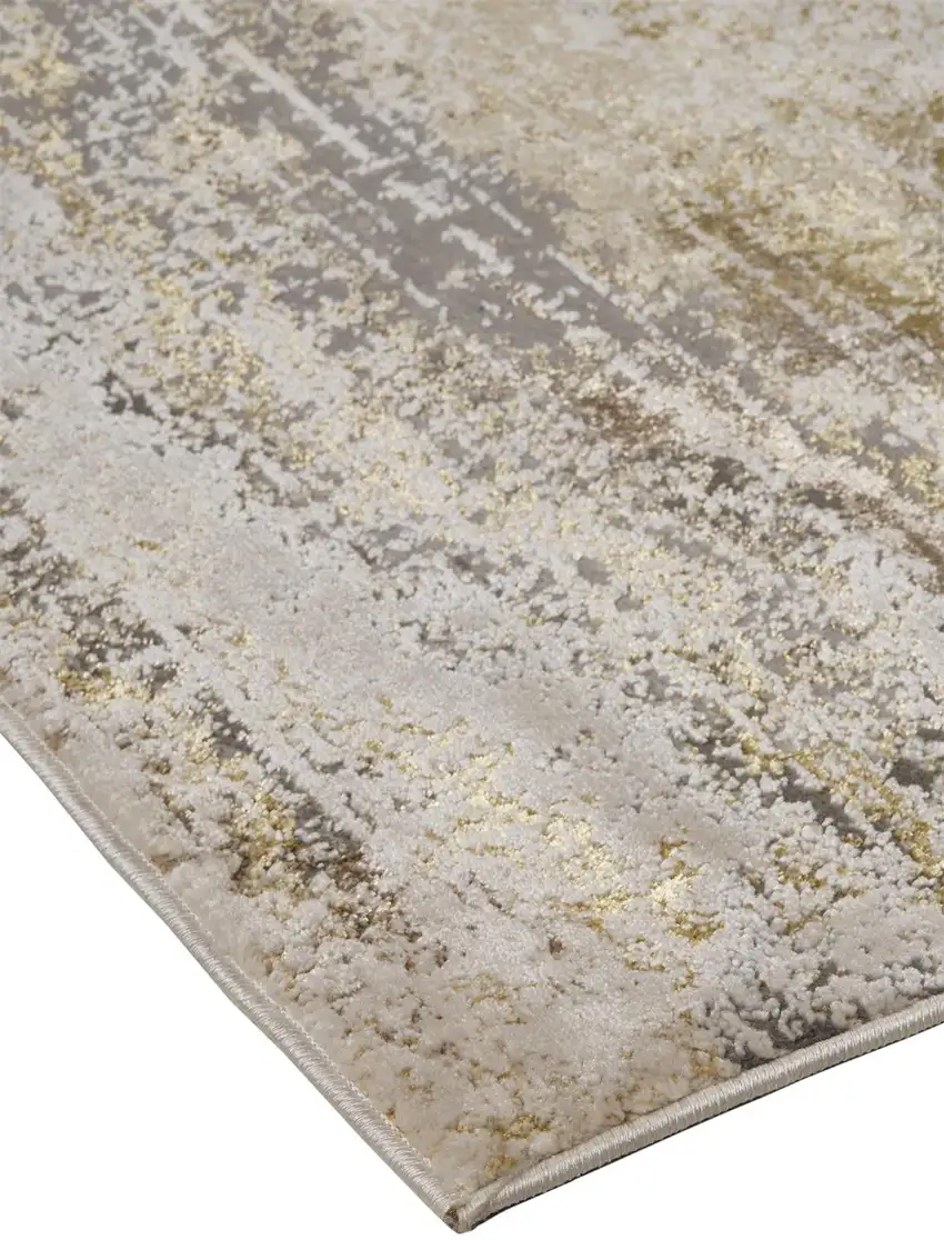 Gold Gray And Ivory Abstract Area Rug Photo 3