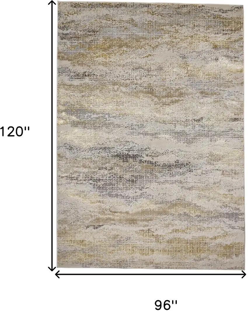 Gold Gray And Ivory Abstract Area Rug Photo 10