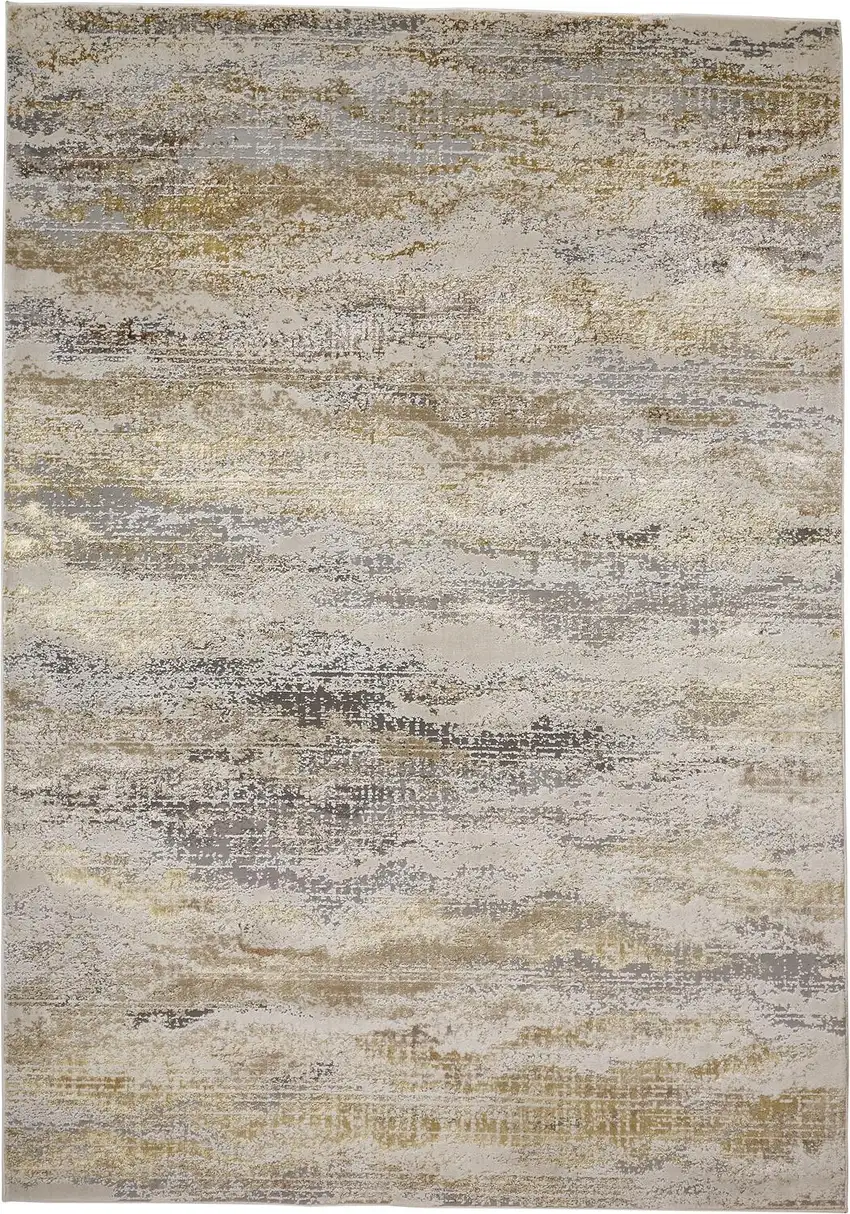Gold Gray And Ivory Abstract Stain Resistant Area Rug Photo 1